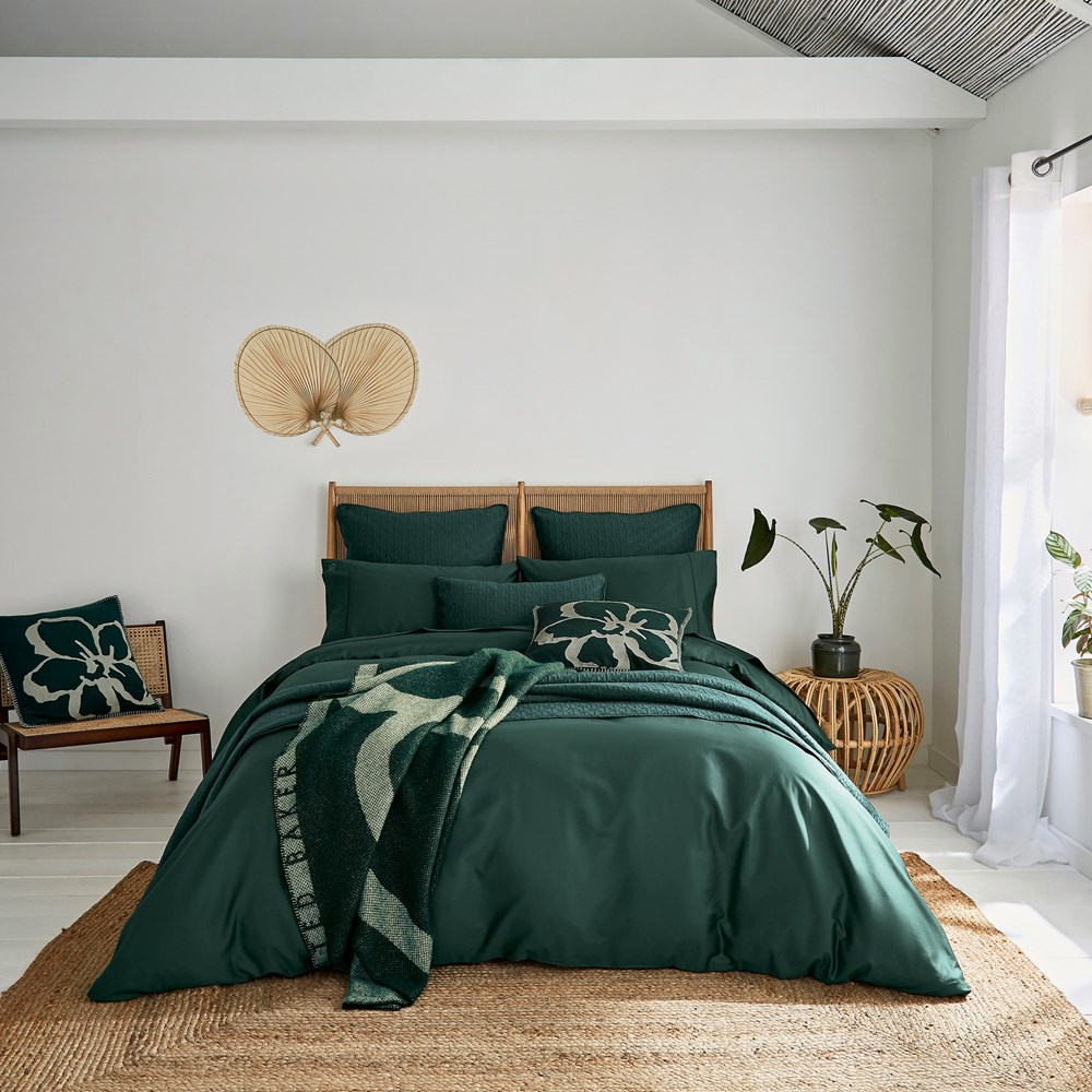 Plain Dye Cotton Bedding by Ted Baker in Forest Green